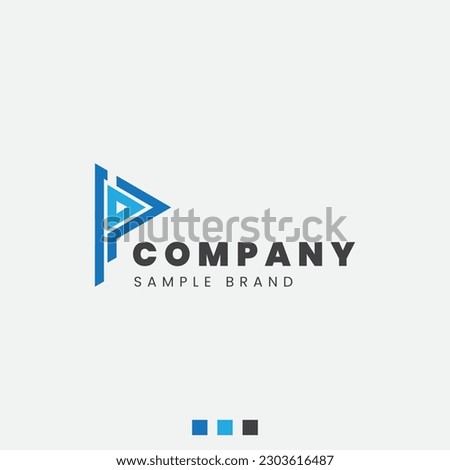 letter P logo design in abstract geometric triangle shape in blue