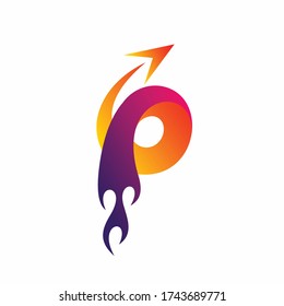 diseño del logotipo de la letra p, logotipo del vector de aviación