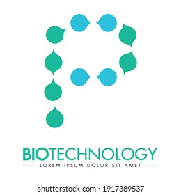 Letter P and Logo Design for Bio Technology