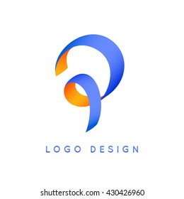 Letter "P" logo design. Colorful ribbon.