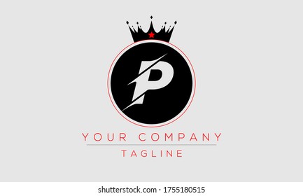 Letter P Logo Design, Creative Modern Icon P With Crown Head
