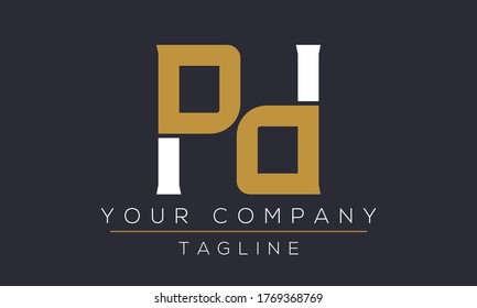 Diseño de logotipo de carta P, icono moderno creativo PD