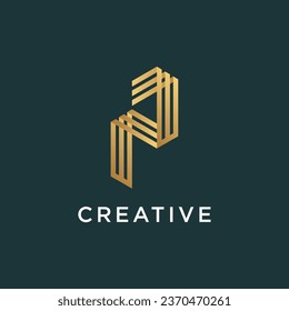 Elemento de diseño del logotipo de la letra P vector con concepto moderno