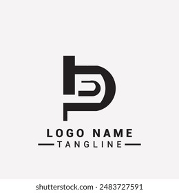 letter "P" logo design is flat, monochrome, geometric, simple, unique style, black and white, no gradient