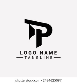 letter "P" logo design is flat, monochrome, geometric, simple, unique style, black and white, no gradient