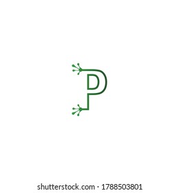 Letter P logo design frog footprints concept icon illustration