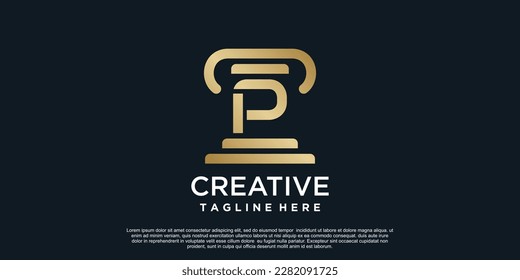 Letter P logo design of justice unique concept Premium Vector