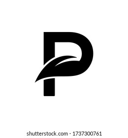 Letter P logo design leaf icon template