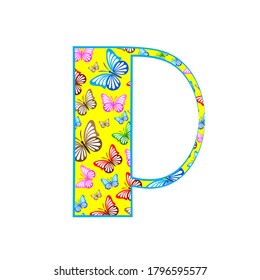 Letter P Logo  Design made from icon butterfly