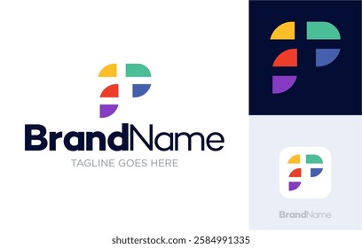 Letter P logo design, modern abstract geometric colorful design illustrations, Logotype concept symbol icon vector templates, Usable for Growing Business, Branding, Identity, Marketing, etc.