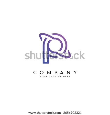 Letter P logo design with orbit ring planet style vector icon.