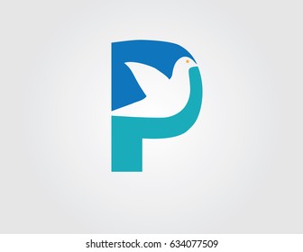 Letter P logo design pigeon
