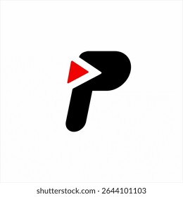 Letter P logo design with play symbol.