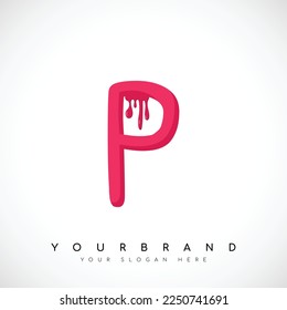 Diseño De Logotipo Carta P Con Perforaciones De Sangre Rojas. Ilustración vectorial