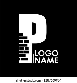 The letter P logo design with a simple, modern building and design theme. Vector EPS 10.