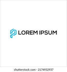 Letter p logo design technology simple