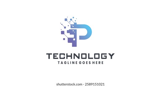 Letter P logo design for technology