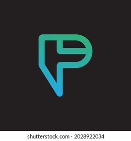 Letter P logo design template on black background