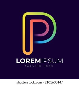 Letter p logo design template. Creative modern trendy p typography and colorful gradient.