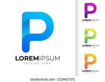 Letter p logo design template. Creative modern trendy p typography and colorful gradient