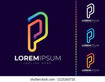 Letter p logo design template. Creative modern trendy p typography and colorful gradient.