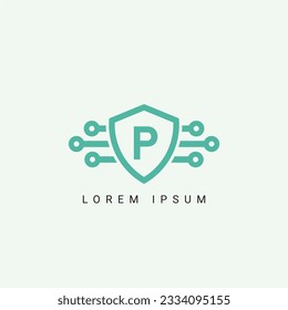 Letter P logo design template, technology, electronics, digital, logotype