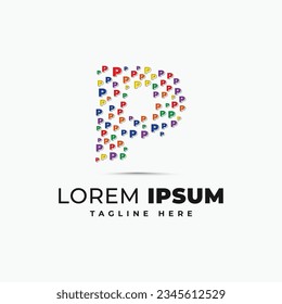 Letter p logo design template with colorful alphabet b vector