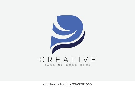 Ilustración vectorial de la plantilla de diseño del logotipo de la letra P.