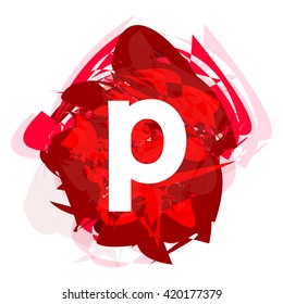 Letter P, logo design template element, little letter on red abstract, font style, vector illustration