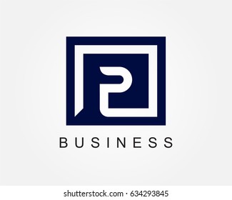 Letter P logo design template with box