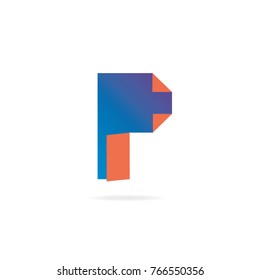 Letter P logo. Design template elements, paper