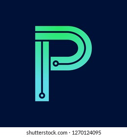 Letter P logo design template,Technology abstract dot connection cross vector logo icon circle logotype - Shutterstock ID 1270124095
