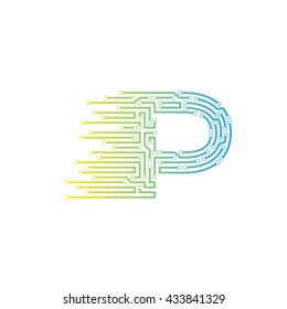 Letter P logo design template,technology,electronics,digital,logotype