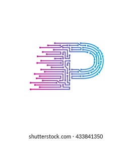 Letter P logo design template,technology,electronics,digital,logotype