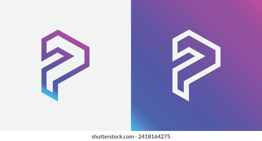 Diseño del logotipo Carta P para diversos tipos de empresas y empresas. logotipo de letra P colorida, moderna, geométrica y de lujo