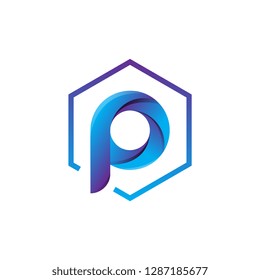 Letter P Logo design vector template. for business Technology Media Symbol or slogan Logotype concept icon trendy. - Vector