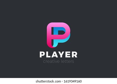 Letter P Logo design vector template Ribbon Font style Typography.