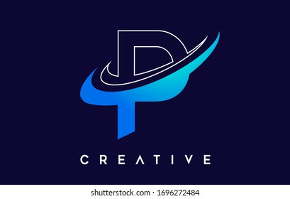 Letter P Logo. P Letter Design Vector with Blue Swash VectorIllustration. 