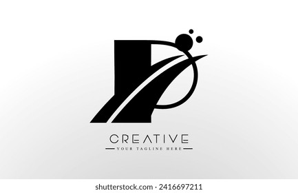 Letter P Logo Design Vector with Curved Swoosh Lines and Creative Look.