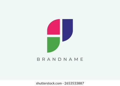 Plantilla de Vector de diseño de logotipo de letra P.