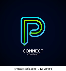 Letter P Logo Design,Circle shape, Link, Technology and digital, connection vector logotype