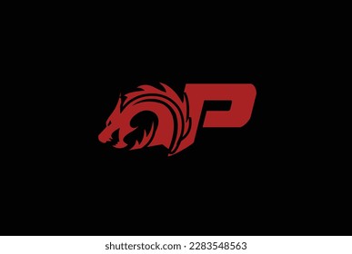 LETRA P LOGO CON DRAGON, LOGO DE BELLEZA CON CARTA P. GIMNASIO Y LOGO DE FITNESS