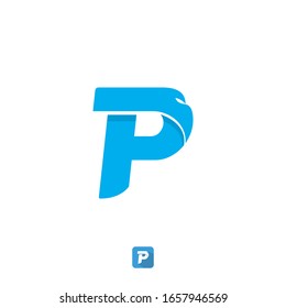 Buchstabe P Logo mit Adler auf der rechten Seite. Anfangsbuchstabe