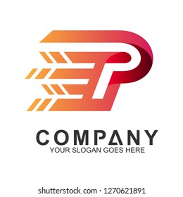 letter P logo with fast movement effect