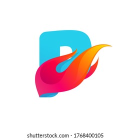 Logo de la letra P con fuego rápido. Icono vector perfecto para usar en etiquetas de ropa deportiva, afiches de raza, identidad de peligro, etc.