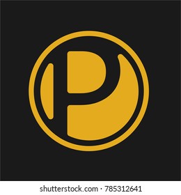 letter P logo with gold color and circle
