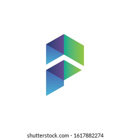 letter p logo hexagon initial design vector element