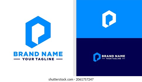 LETTER P LOGO HEXAGON TECHNOLOGY EDITTABLE