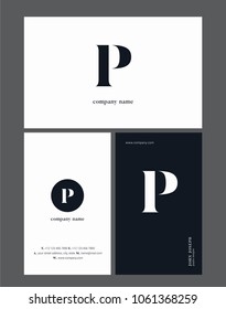 Letter P Logo icon with business card vector template.
