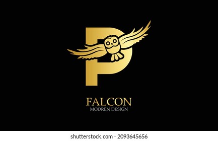 Letter P logo icon combine with Falcon,Eagle icon design vector illustration